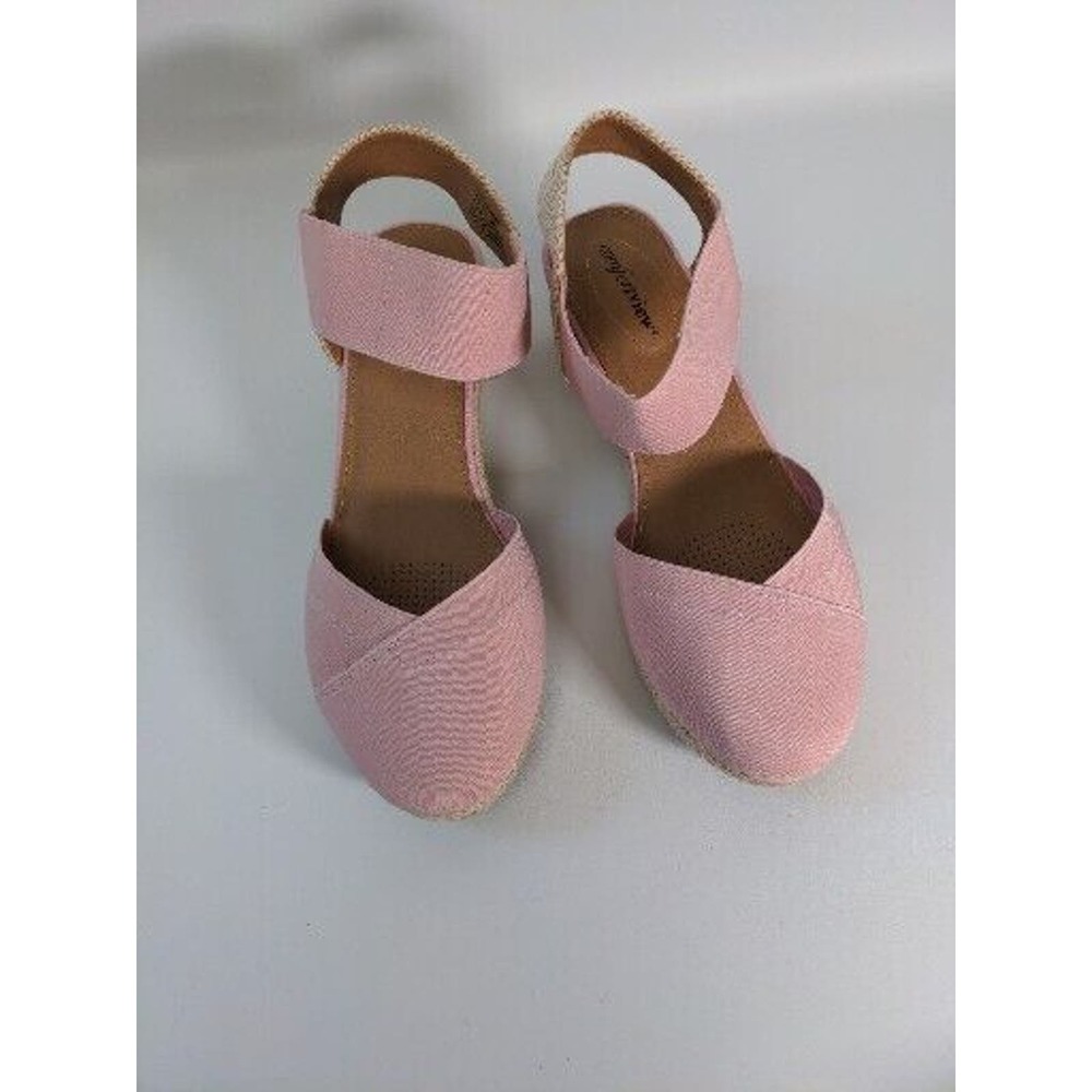 Comfortview Sandals Women's Pink With Rope Wedge Round Toe Sz 9-1/2